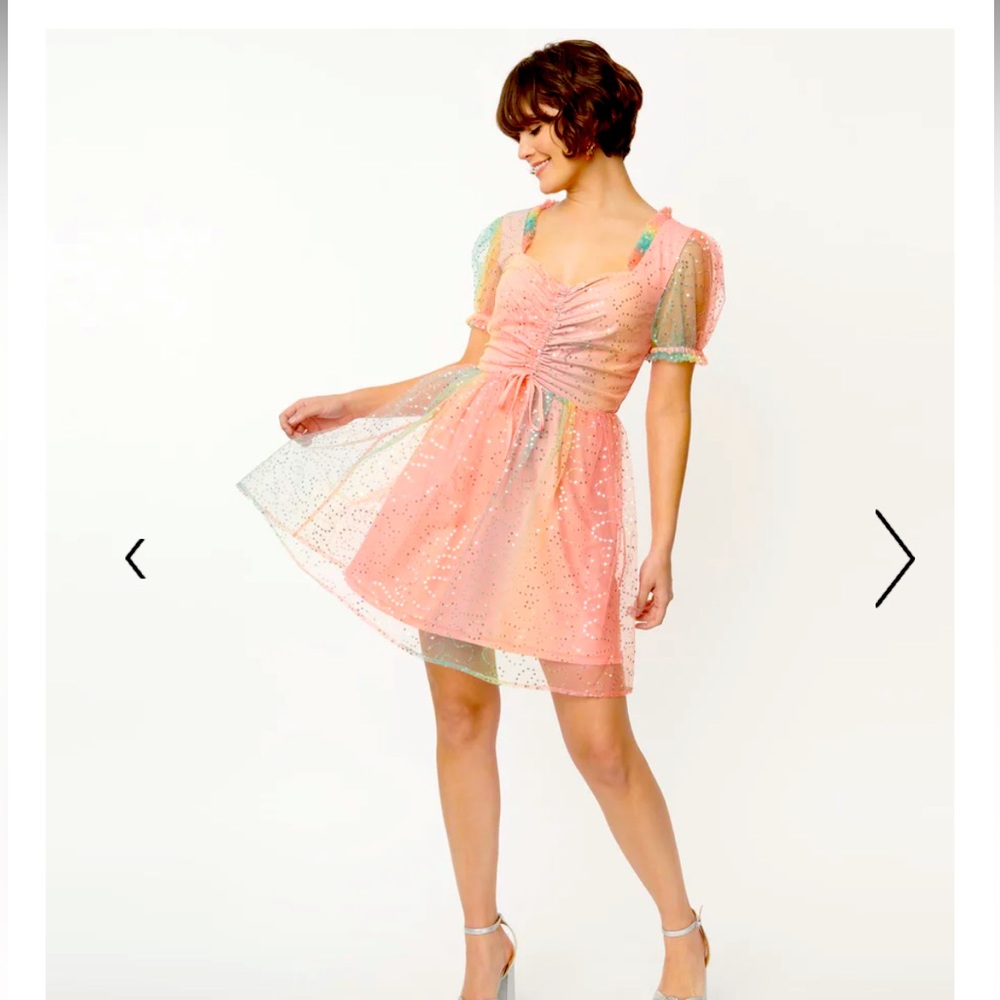 Rainbow ombré fit and flare dress